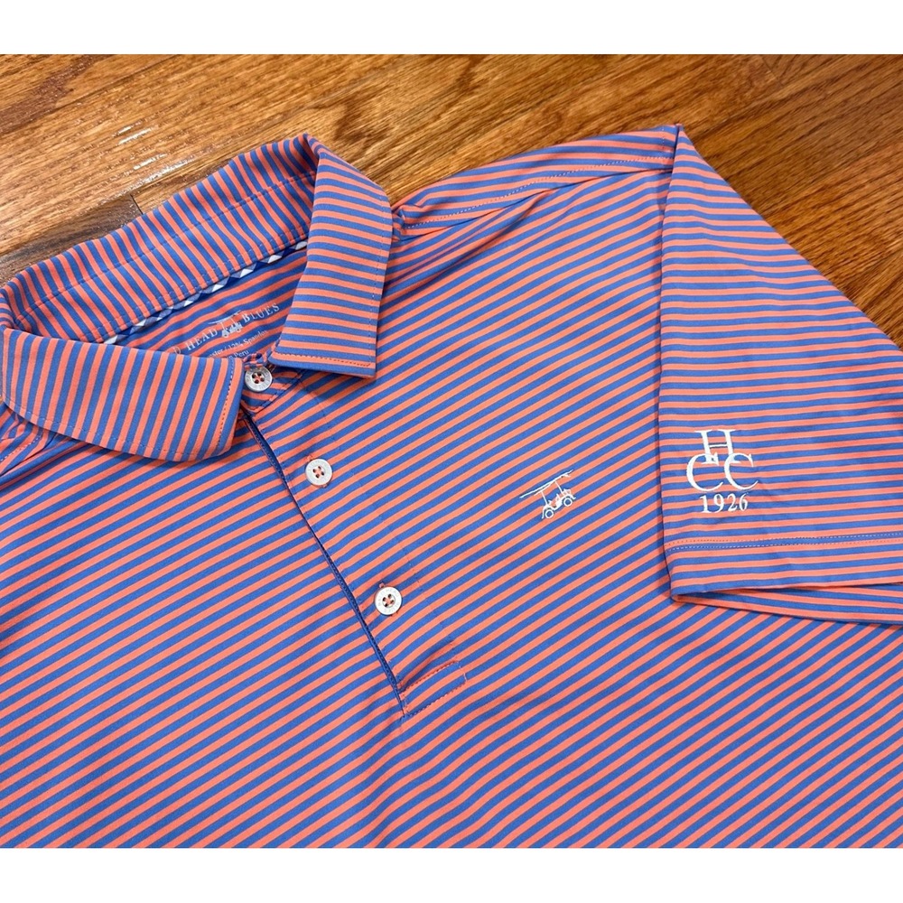 Bald Head Blues Hartsville Country Club Golf Polo Shirt Mens Large Striped